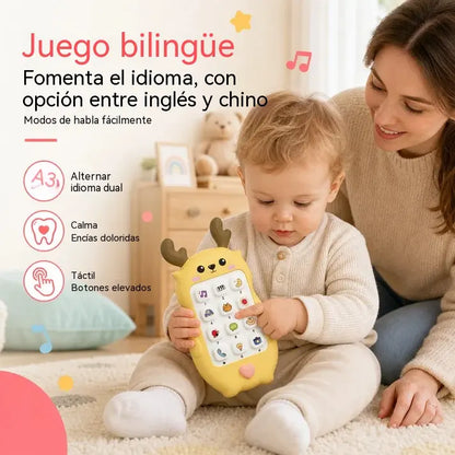 🎁2 piezas 28 euro🎨 Teléfono de juguete para bebés con diseño de ciervo: smartphone de simulación educativo bilingüe con música y cuentos para niños pequeños.