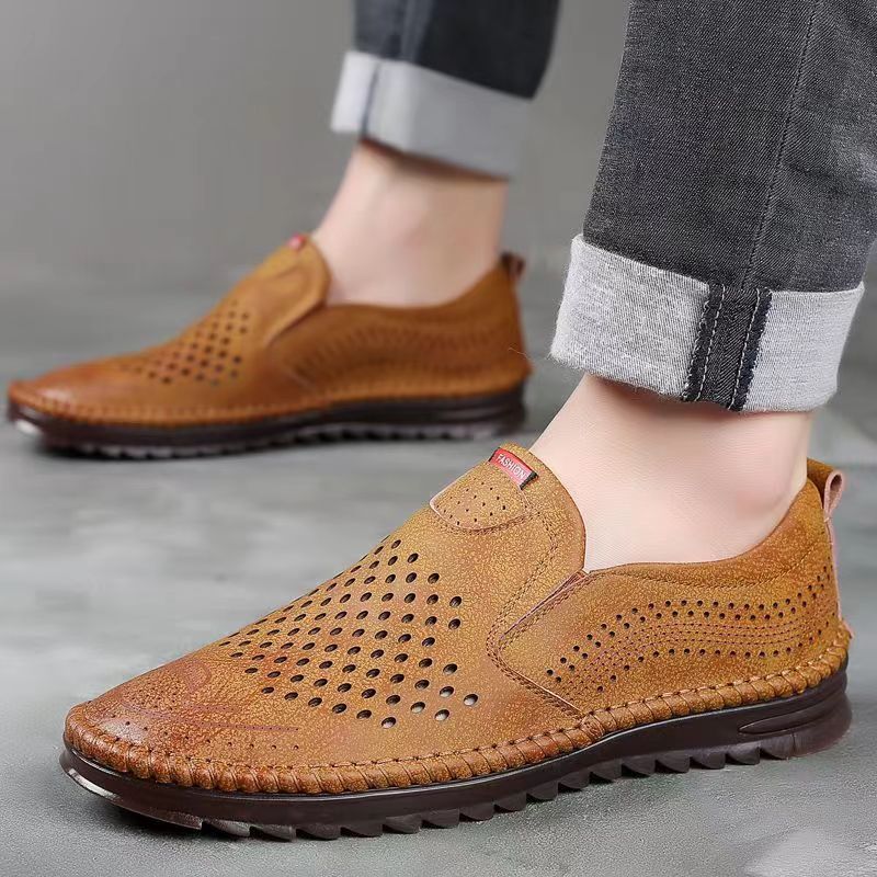 👞【39-44】Nove ljetne muške ležerne sandale od prozračne kože s izdubljenim dijelom 👍Podržano plaćanje pouzećem