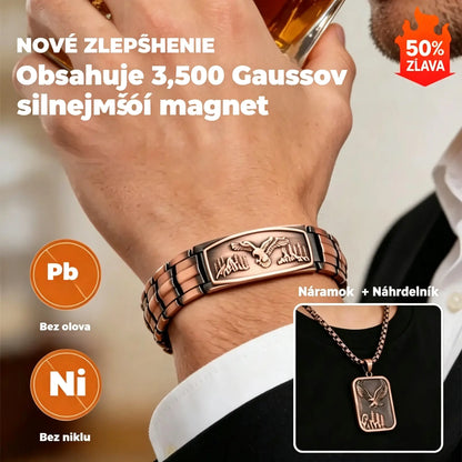 🔥【Náramok + náhrdelník】Pánsky magnetický náramok s dizajnom orla