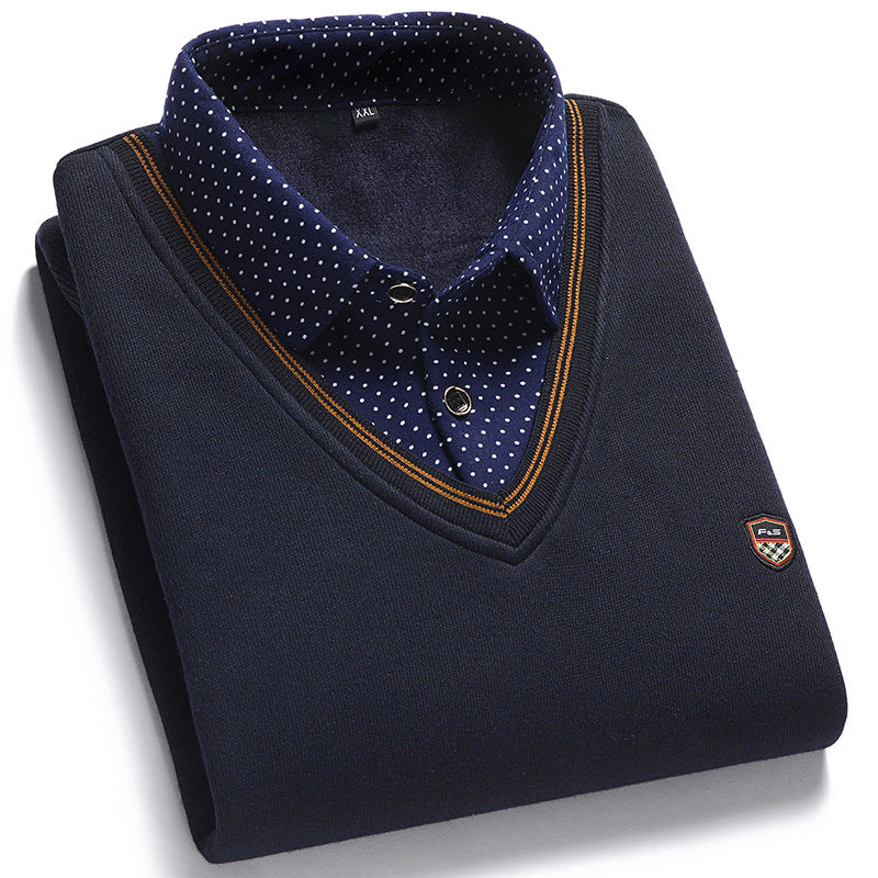 👔 [M-4XL] Camisa de punto para hombre más terciopelo para espesar y mantener el calor