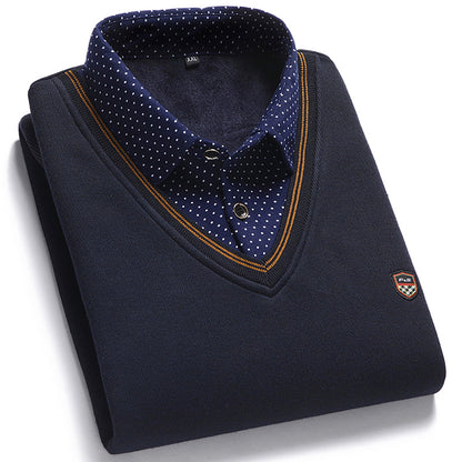 👔 [M-4XL] Camisa de punto para hombre más terciopelo para espesar y mantener el calor