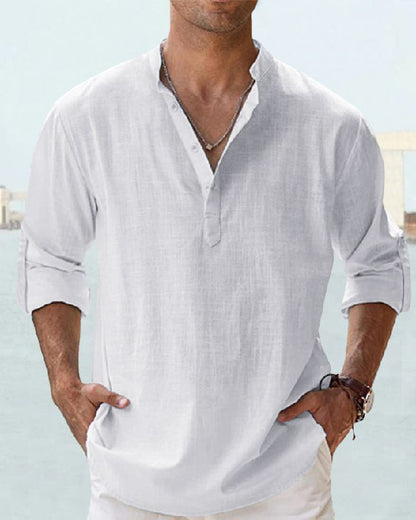 🤩【S-5XL】Camisa de manga larga para hombre, material de algodón y lino.