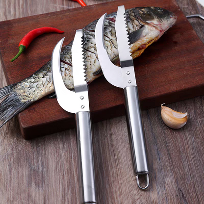 🍲🐟【Ponuka 2 kusov】Viacúčelový nôž z nehrdzavejúcej ocele na efektívne zoškrabovanie rybích šupín