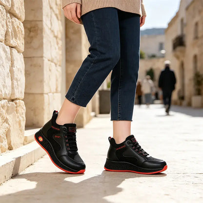 【35-41】👟Zapatos de trabajo planos de cuero negro para mujer, sin cordones, antideslizantes, acolchados, transpirables, ligeros y cómodos.
