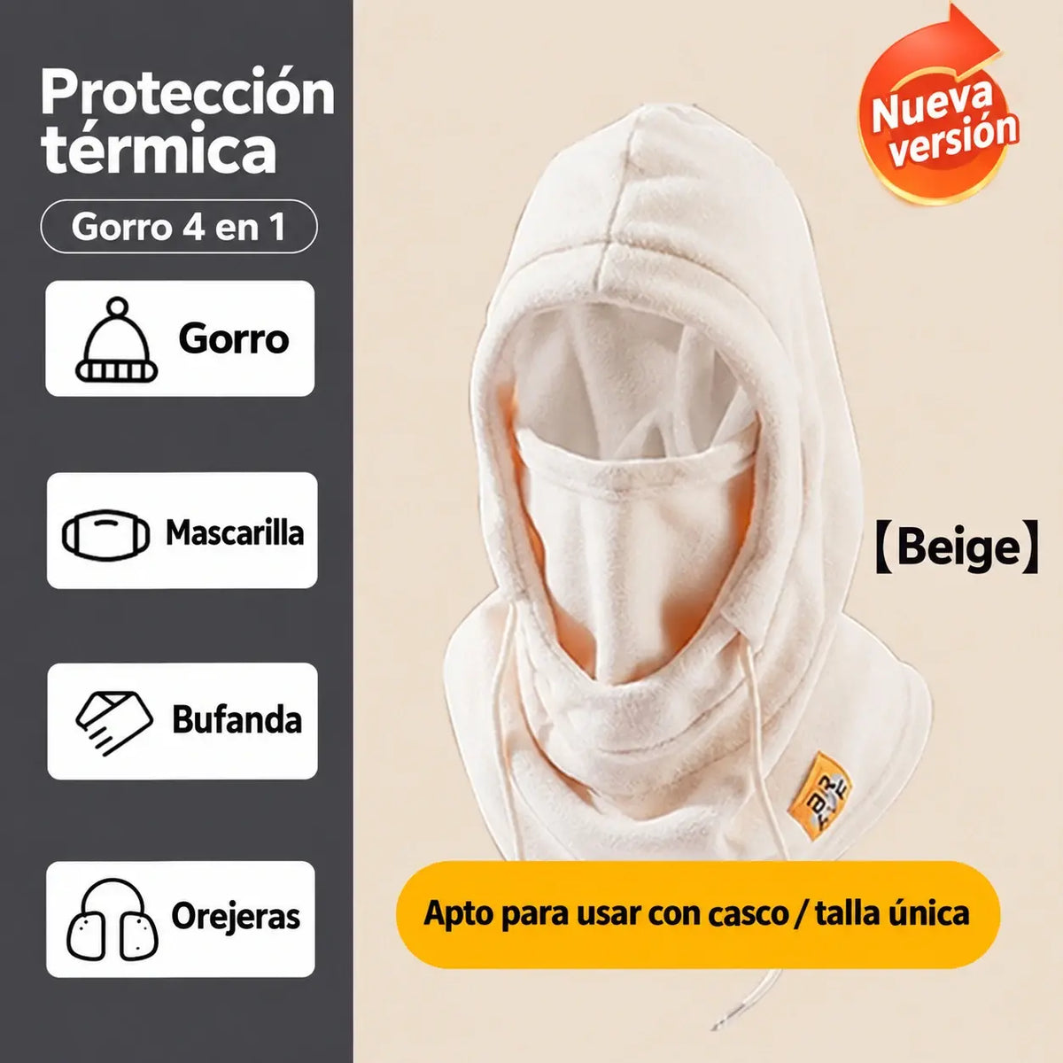 ❄️ Gorro térmico integral con forro polar que te mantiene abrigado hasta -20 grados Celsius. ⛷️ Ideal para esquiar, andar en moto y actividades al aire libre.