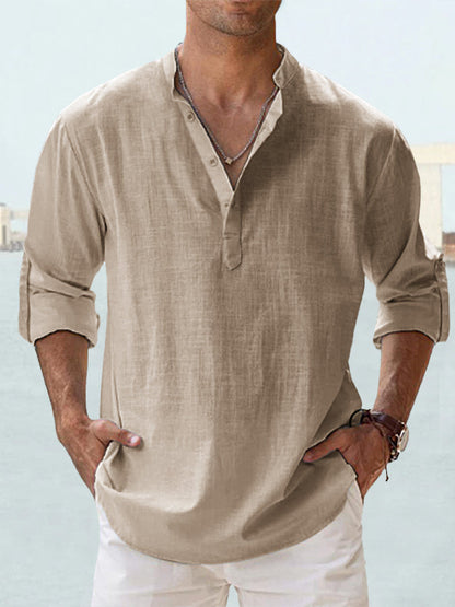 🤩【S-5XL】Camisa de manga larga para hombre, material de algodón y lino.