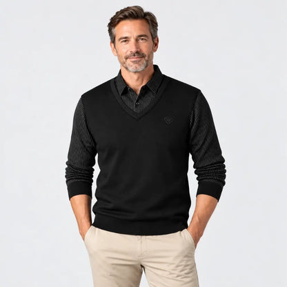 【M-4XL】Camisa de punto de dos piezas para hombre, versátil, para otoño e invierno