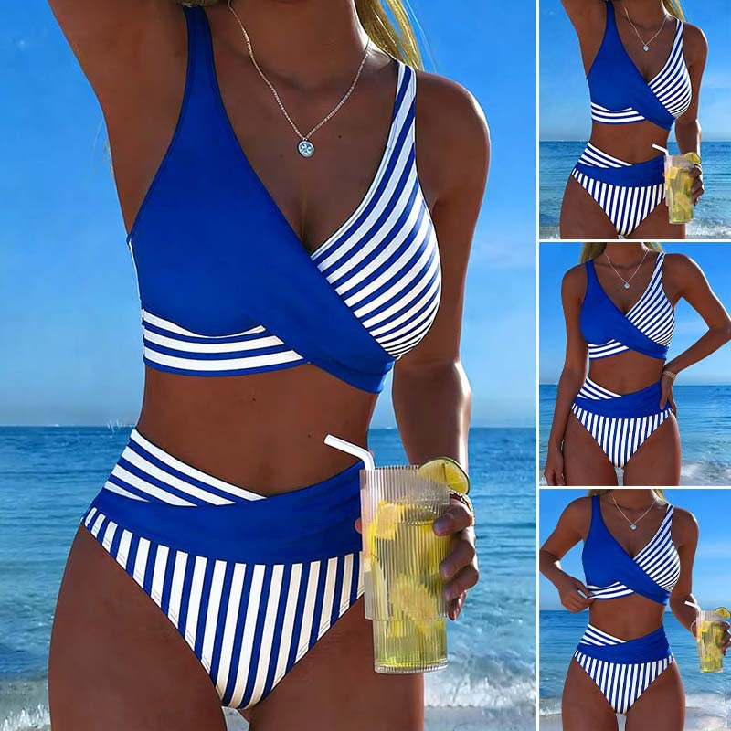 👙Dámsky štýlový bikini set s leopardím vzorom a zaväzovaním na krku