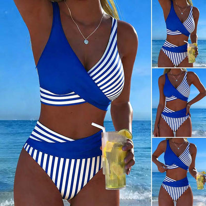 👙Dámsky štýlový bikini set s leopardím vzorom a zaväzovaním na krku