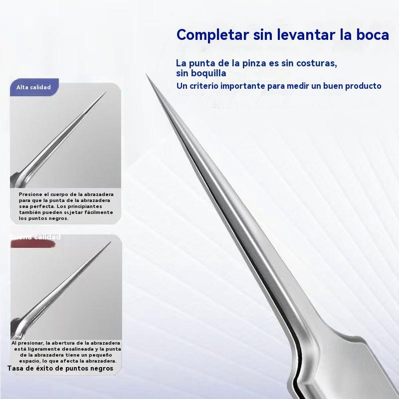 🔥【Oferta especial】Precisión No.5 💆‍♀️Set antibacteriano de acero inoxidable para eliminar espinillas, con extractor de puntos negros y pinza para acné