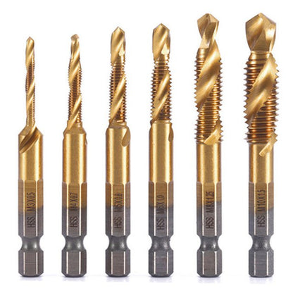 [Paket 6 kosov] Navojni sveder iz hitroreznega jekla s šesterokotnim steblom, tri v enem, kompozitni