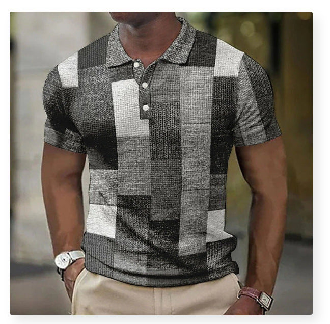 💥👕【Novedades en oferta】【S-5XL】Camisa polo casual para hombre con estampado geométrico 2026