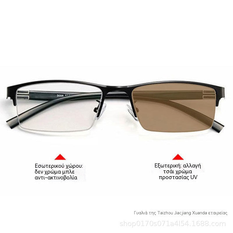 👓✨🕶️ Połowa ceny na cały asortyment 🔥🔥 Metalowe półramkowe fotochromatyczne okulary przeciwsłoneczne, okulary korekcyjne z filtrem światła niebieskiego, okulary przeciwsłoneczne do jazdy samochodem