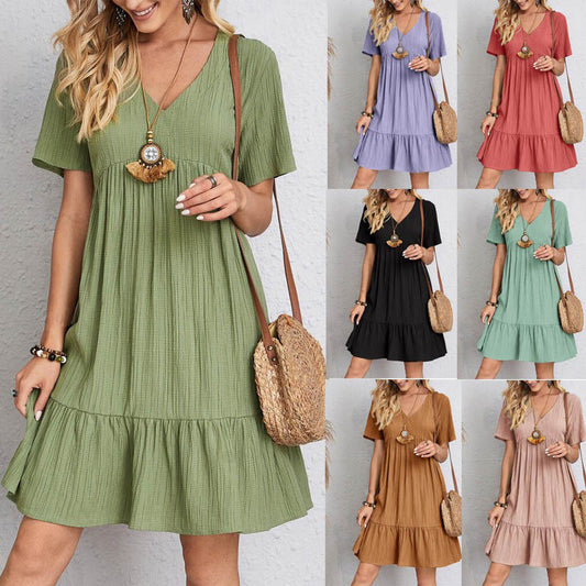 💖【S-3XL】Rochie nouă de vară, casual, din bumbac și in, în culoare uni, 2025, disponibilă în mai multe culori 