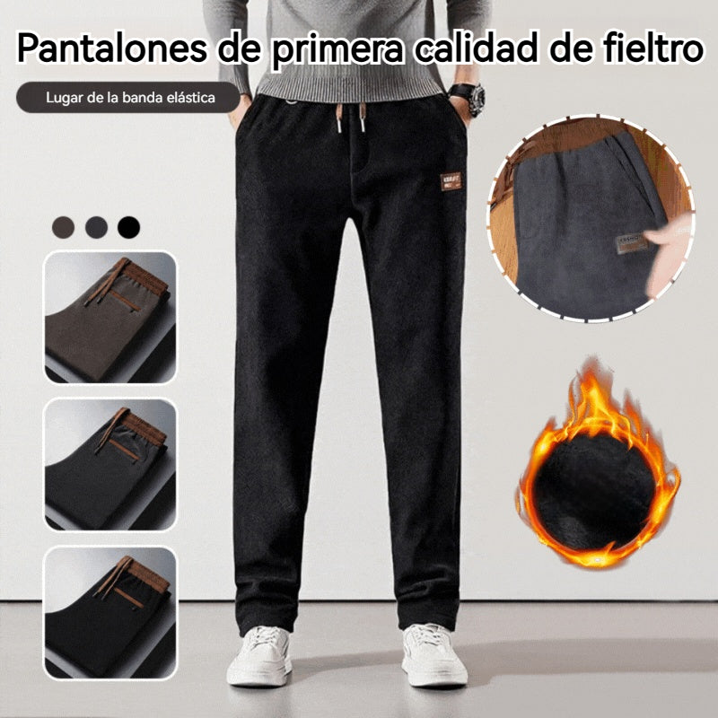 🔥 🔥Pantalones de ocio de otoño/invierno: versátiles, de corte holgado, con forro polar, pantalones de chándal reforzados