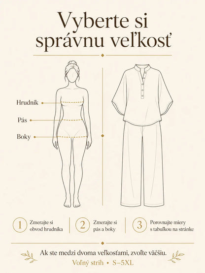 Maribel | Ľanový komplet s netopierími rukávmi a širokými nohavicami