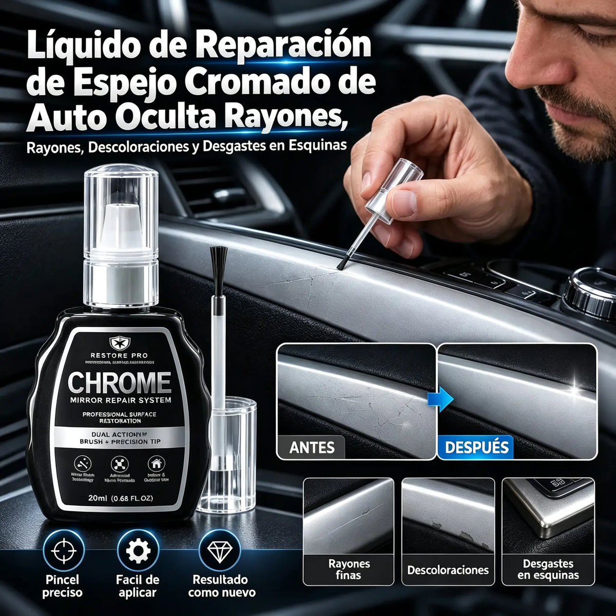 2 unidades por 27 € 🥳 El más vendido 🥳 💞 ✨🚗 Kit de restauración de cromados — Elimina la oxidación y restaura el acabado metálico de alto brillo | Máxima calidad
