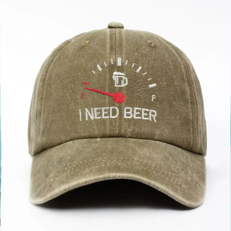 🔥 Posledný deň na zľavu 50 % – 🍺 Vyšívaná šiltovka „I NEED BEER“ – Unisex pamätná šiltovka 🧢