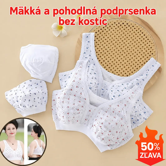 🎽Štvordielna súprava spodnej bielizne z čistej bavlny, pohodlná a priedušná – vhodná pre ženy stredného a staršieho veku, väčšie veľkosti.