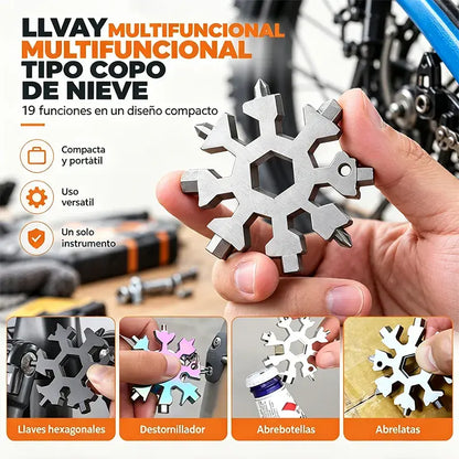 【4 piezas 27€】❄️Llave multiherramienta portátil Viral 18 en 1 con diseño de copo de nieve, fabricada en acero inoxidable.