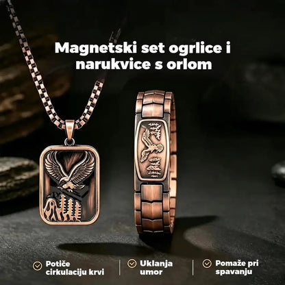 🔥【Narukvica + ogrlica】Magnetska narukvica za muškarce s dizajnom orla
