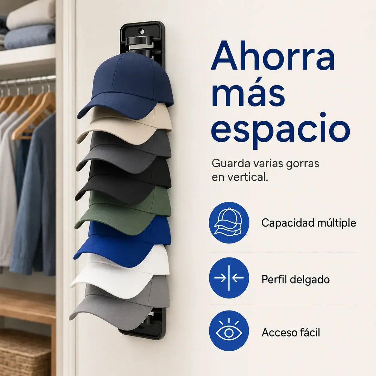 【Pack de 2】Organizador vertical para gorras que ahorra espacio