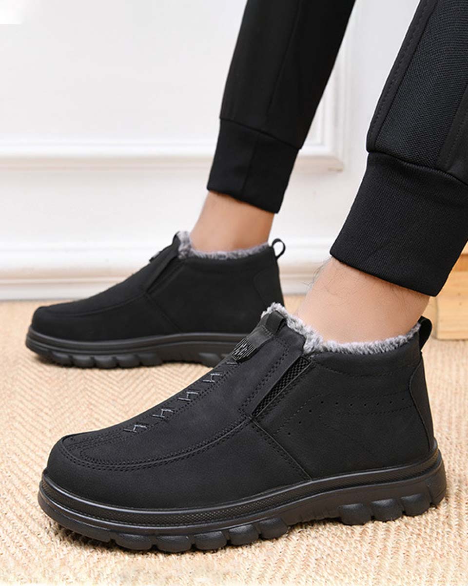 Moški topli čevlji za prosti čas, okrogel prst, topli in udobni, nedrseči in trpežni 【39-47】