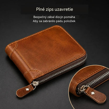 ✨🎁Retro pánska peňaženka z umelej kože so zipsom, puzdrom na karty/skladacou peňaženkou na mince.