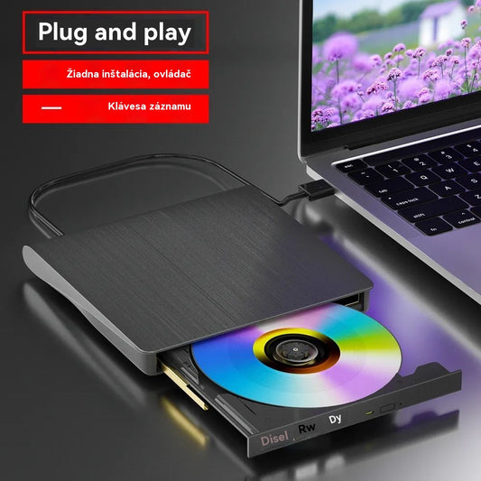 💿💻 Externá CD/DVD mechanika – Plug and play, prenosná a ľahko použiteľná, kompatibilná so systémami Mac/Windows