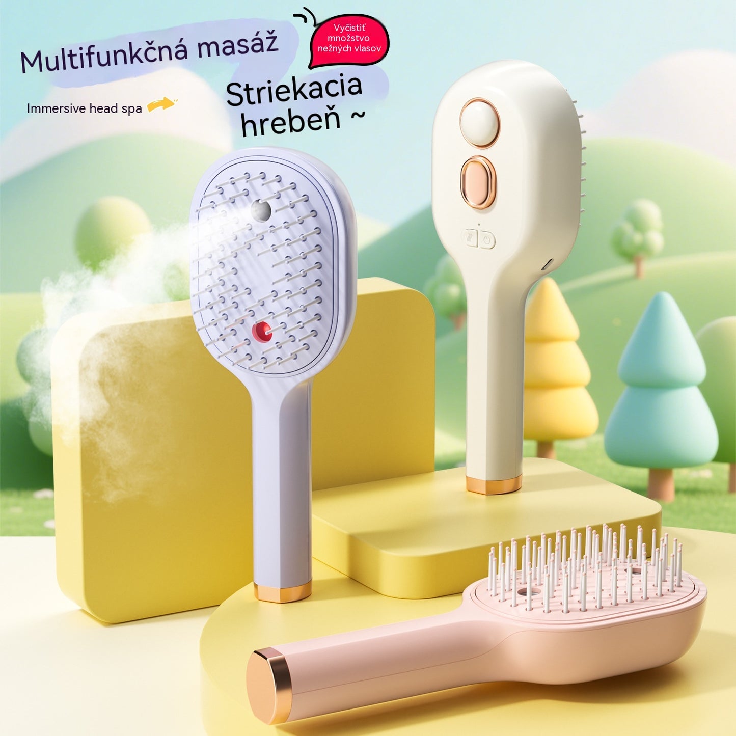 💖💨Hrebeň s funkciou striekania jedným tlačidlom, ktorá účinne zabraňuje zamotávaniu vlasov.