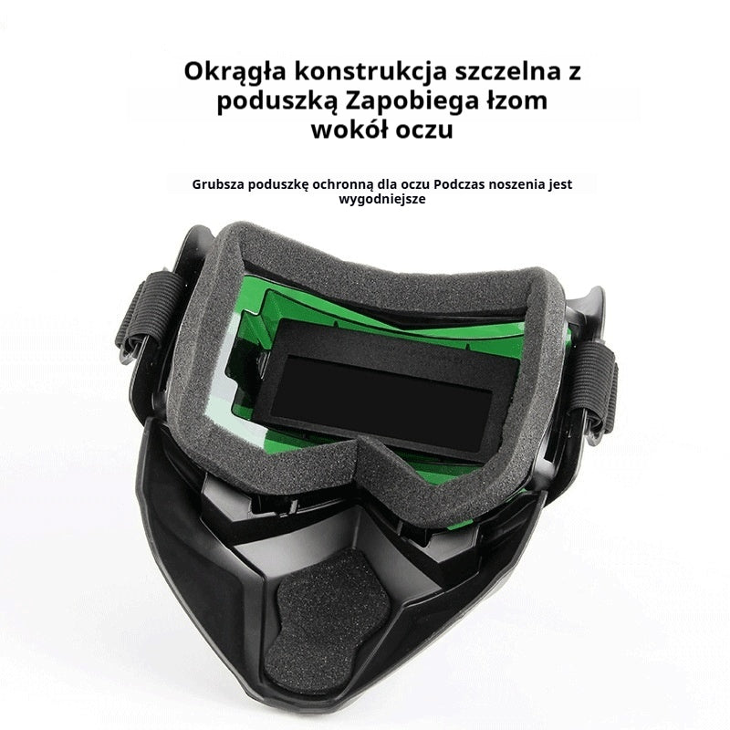 😎 W pełni automatyczna maska spawalnicza z ochronną osłoną i regulacją natężenia światła dla spawaczy