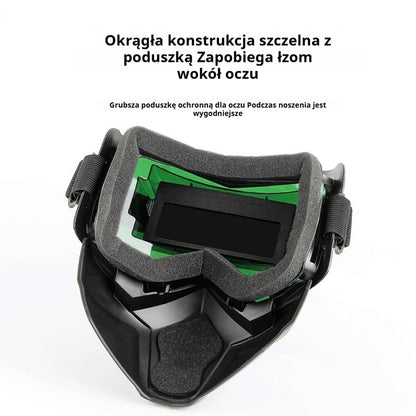 😎 W pełni automatyczna maska spawalnicza z ochronną osłoną i regulacją natężenia światła dla spawaczy