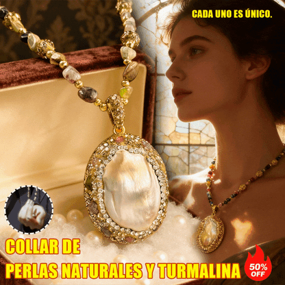 Collar barroco natural de perlas y turmalina