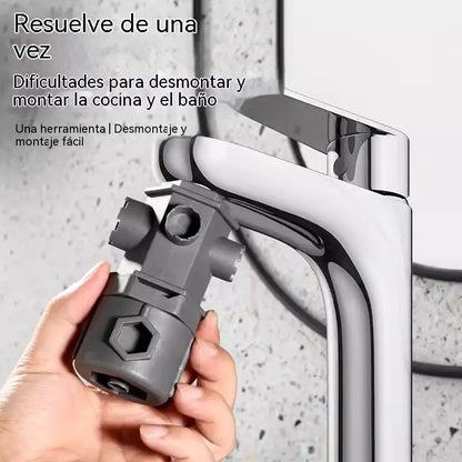 🔧Herramienta de desmontaje multifuncional diseñada específicamente para cartuchos de grifos de cocina y baño.