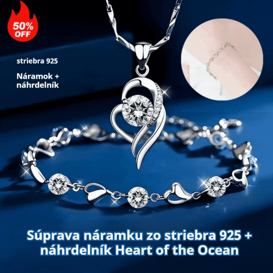 ✨💎【50 % zľava】Sada náramku a náhrdelníka zo striebra 925 Srdce oceánu