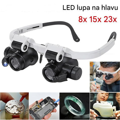 🔍🔍8x, 15x a 23x lupy s LED optickým svetlom. Vhodné na mechanické nástroje, opravu hodiniek, gravírovanie a oceňovanie starožitných šperkov.