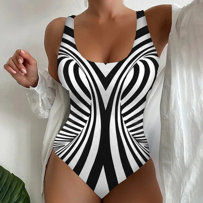 🔥【😍S~6XL】🔥Sexy pruhované jednodielne plavky 3711831