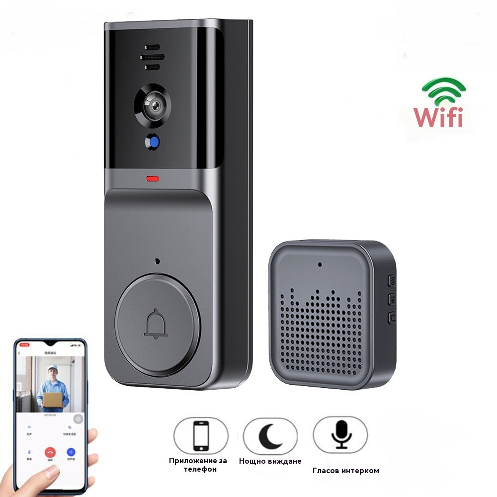 🔥 Безжична видеокамера за звънец: 1080P, ъгъл 170°, 4,3-инчов екран, външна защита IPX65, нощно виждане