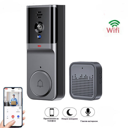 🔥 Безжична видеокамера за звънец: 1080P, ъгъл 170°, 4,3-инчов екран, външна защита IPX65, нощно виждане