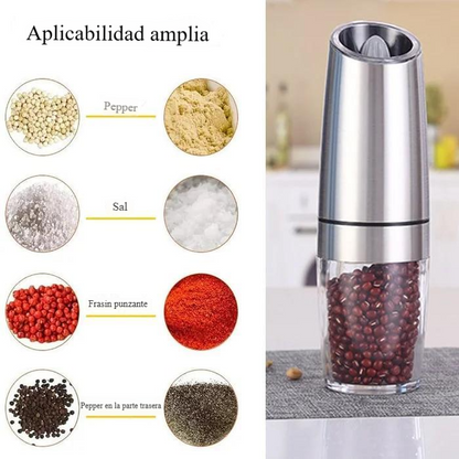 🔥【Acero inoxidable seleccionado】🔥🌲 Molinillo automático de sal y pimienta por inducción por gravedad