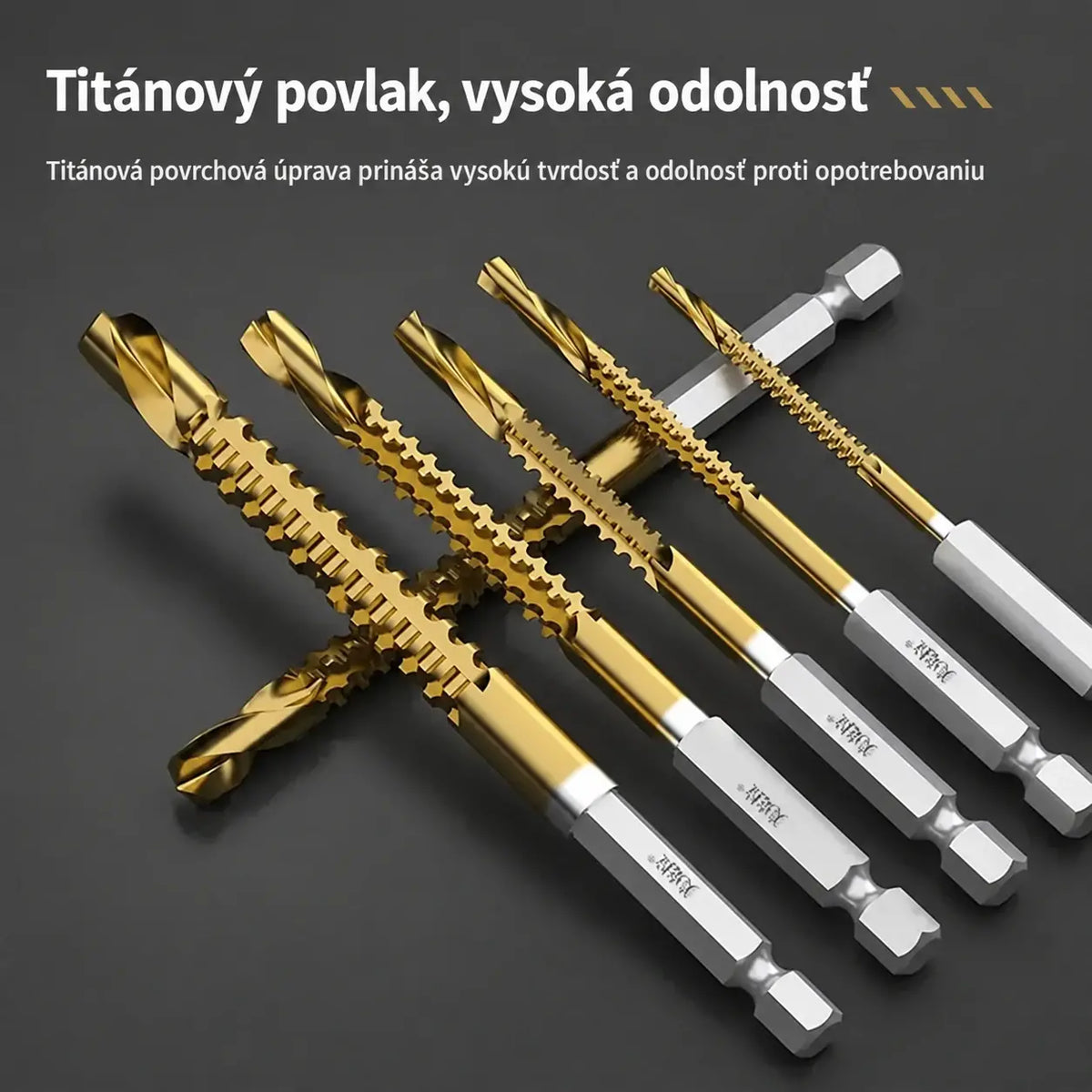 🛠️🔧 (6 kusov) Špirálové vrtáky z rýchloreznej ocele s titánovým povlakom 2 v 1 – šesťhranná stopka, vhodné na vŕtanie a drážkovanie dreva a kovu 🔩