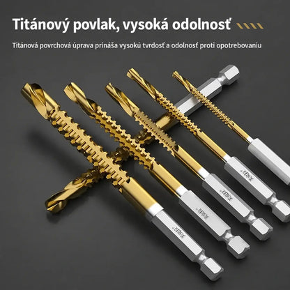 🛠️🔧 (6 kusov) Špirálové vrtáky z rýchloreznej ocele s titánovým povlakom 2 v 1 – šesťhranná stopka, vhodné na vŕtanie a drážkovanie dreva a kovu 🔩