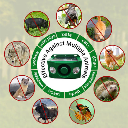 【✨50% de descuento por tiempo limitado】🐅Repelente ultrasónico de animales salvajes alimentado por energía solar