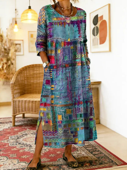 Manuela | Boho maksi haljina s etničkim patchwork uzorkom