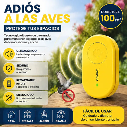 🐦 Repelente de pájaros ultrasónico portátil | Ahuyentador automático para palomas, ideal para balcones, jardines y exteriores