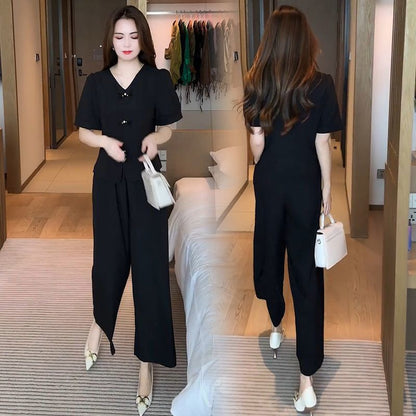 🌸【M-5XL】🔥【Koszulka + Szerokie spodnie】Modny komplet z jedwabiu lodowego 2026