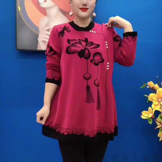 ❤️‍🔥🍁【M-5XL】Nový jesenný a zimný pletený top s potlačou 3782581
