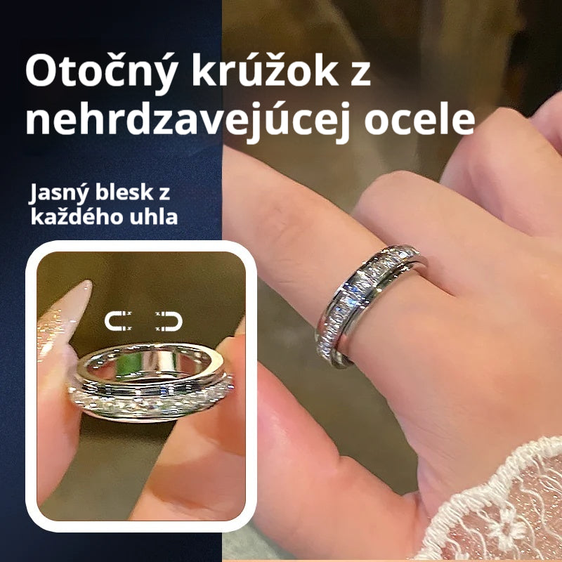 🔥🔥Otočný prsteň z titánovej ocele s kubickým zirkónom
