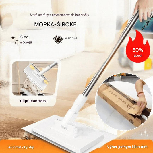 🔥【Sada 4 kusov】Multifunkčný mop s klipom na handričku, nový domáci mop bez nutnosti prania