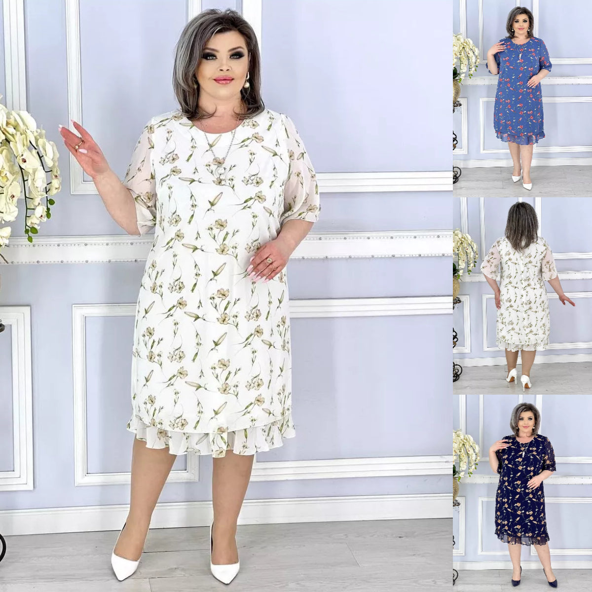 💟【S-5XL】👗Nové elegantné kvetinové šifónové šaty 2024